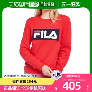 自营｜Fila斐乐女士T恤长袖红色短款休闲百搭简约柔软时尚潮流