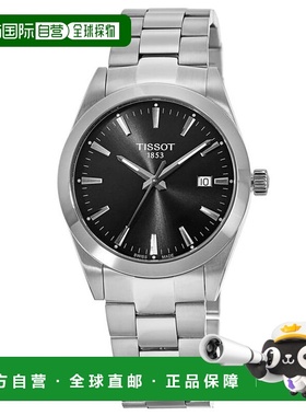 自营Tissot Gentleman Quartz Black Dial Stainless Steel Men's