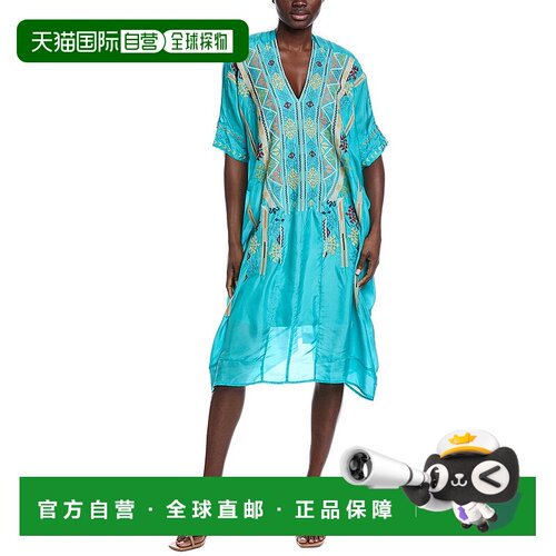 自营Johnny Was Kendry Silk Kaftan - Green 连衣裙美国直发奥莱