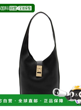 自营Ferragamo Calfskin Archivo Gancio Large Hobo - black 美