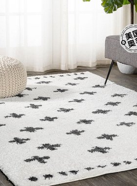 jonathan y Cristo Berber 几何粗毛地毯 - 白色/黑色 【美国奥莱