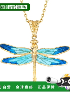 自营 Ross-Simons 意大利蓝色珐琅和 18 克拉黄金蜻蜓吊坠项链 18