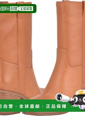 自营Nine West Hess Boots Womens Brown Leather Side Zip Almon