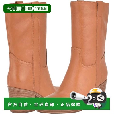 自营Nine West Hess Boots Womens Brown Leather Side Zip Almon