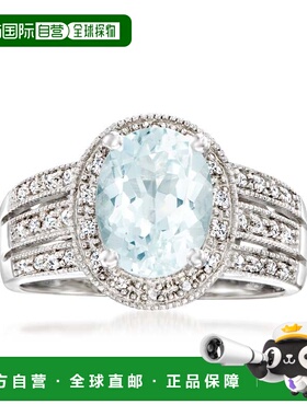 自营 ross-simons 925 纯银镶钻罗斯-西蒙斯海蓝宝石戒指 - 蓝色