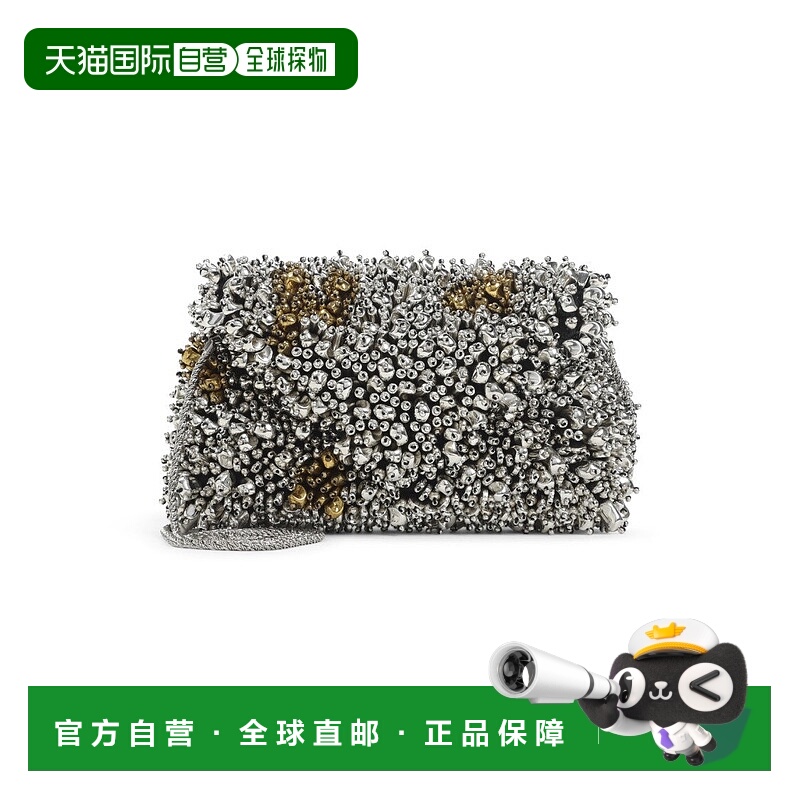 自营dries van notenTextured Metallic Leather Clutch - grey