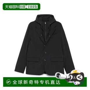 美国奥莱 自营 黑色 herno定制黑色夹克 直发 带可拆卸风帽