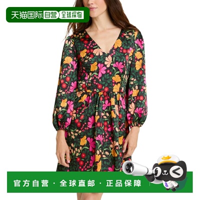 自营Draper James Connie Long Sleeve Dress - black multi 美国