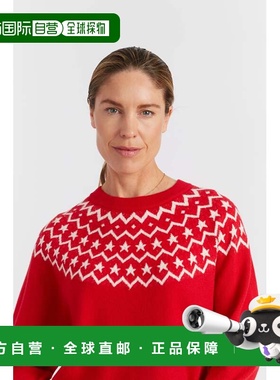 自营chinti & parkerVelvet-Red Wool-Cashmere Star Yoke Sweate