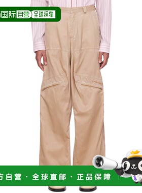 1h可退 香港直邮潮奢 Y PROJECT 男士 驼色抽褶长裤 203PA003WASH