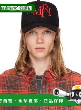 1h可退 香港直邮潮奢 AMIRI 男士 黑色 Staggered Canvas 棒球帽