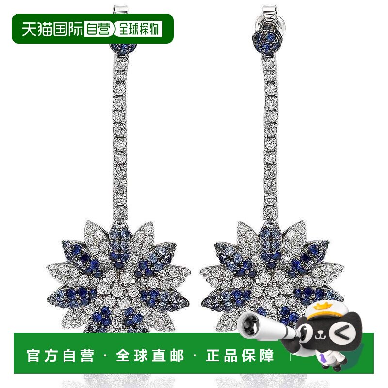 自营Suzy Levian 蓝宝石和钻石 925 纯银和 18K 金耳环 - 蓝色 美