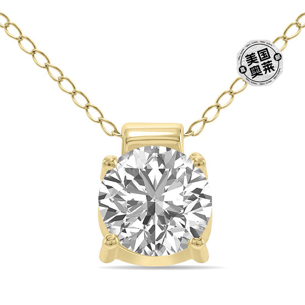 monary14k 金实验室培育 1 克拉 4 爪钻石单石吊坠(f-g 颜色,vv