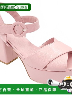 自营 jeffrey campbell确定平台鞋跟在尘土飞扬的粉红色皱纹专利-