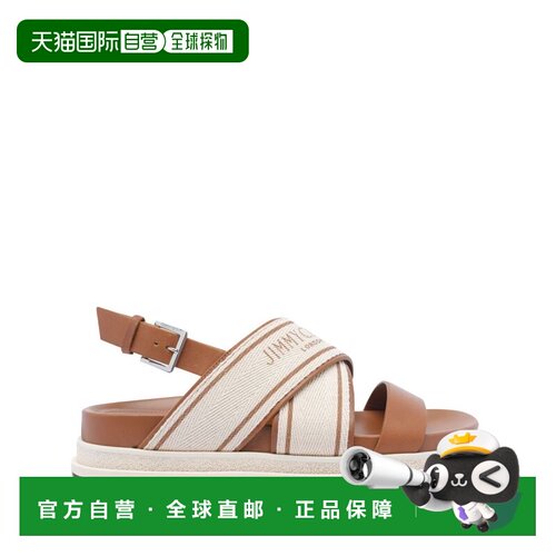 自营Jimmy Choo女式凉鞋皮革-皮革棕色 罗马鞋美国奥莱直发新款