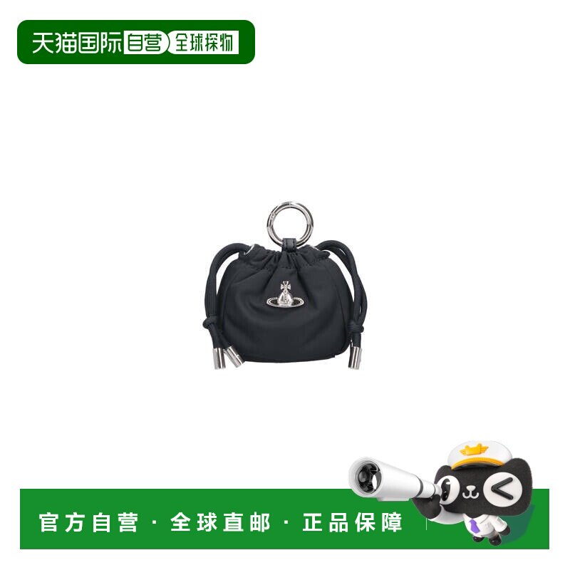 自营vivienne westwood黑色Orb抽绳织物钥匙包-黑色 美国奥莱直发