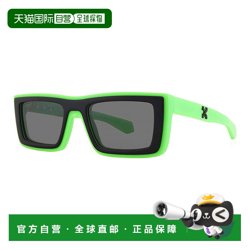 自营 off-white灰白色方形全边太阳镜，白色镜架和深灰色镜片Jaco