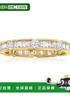 自营 Ross-Simons 14 克拉黄金圆形和长方形钻石永恒戒指 - 白色