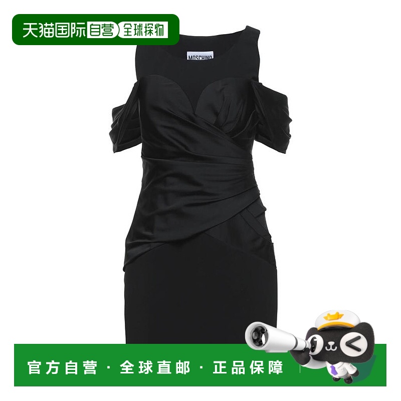 1h可退 【美国直邮】Moschino/奧莉佛女士连衣裙 圆领缎面修身时