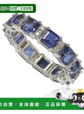 自营 Suzy Levian 纯银蓝宝石和钻石口音永恒戒指 - 蓝色 美国奥