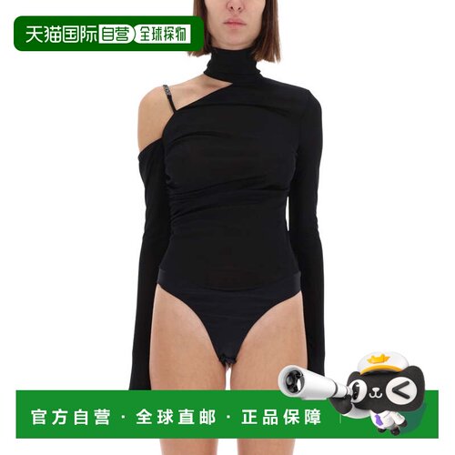 自营versace jeans coutureBlack Asymmetrical One-Shoulder Bod