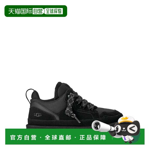 自营ugg低帮运动鞋，配有纹理裁片和坚固的鞋底-黑色 美国奥莱直