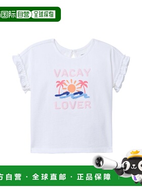 自营Janie and Jack Vacay褶边袖T恤-白色 美国奥莱直发