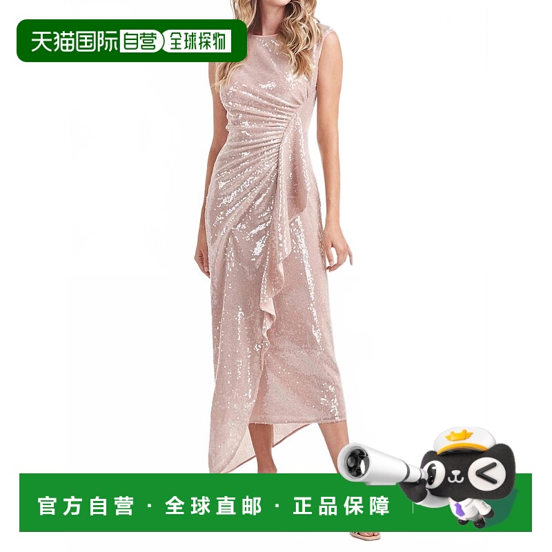 自营kay unger卡拉衬衫亮片连衣裙裸粉色-裸粉色 美国奥莱直发