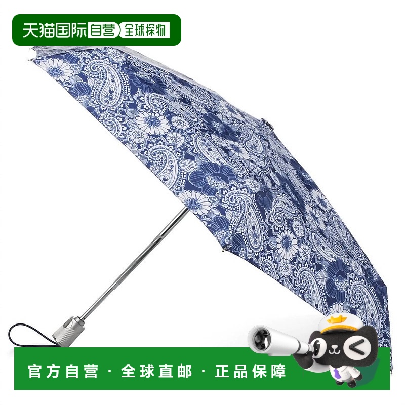 自营 totes自动打开/关闭迷你折叠雨伞，采用航海佩斯利花纹 - 航