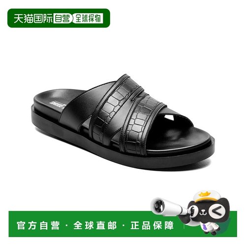 自营 Stacy Adams Mondo 25597-001男式凉鞋黑色交叉带滑套HAM471