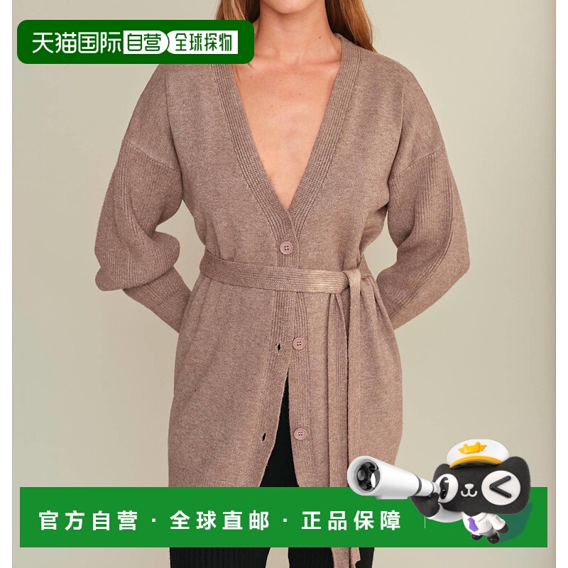 自营delucRoss Belted Cardigan In Taupe - taupe 美国奥莱直发