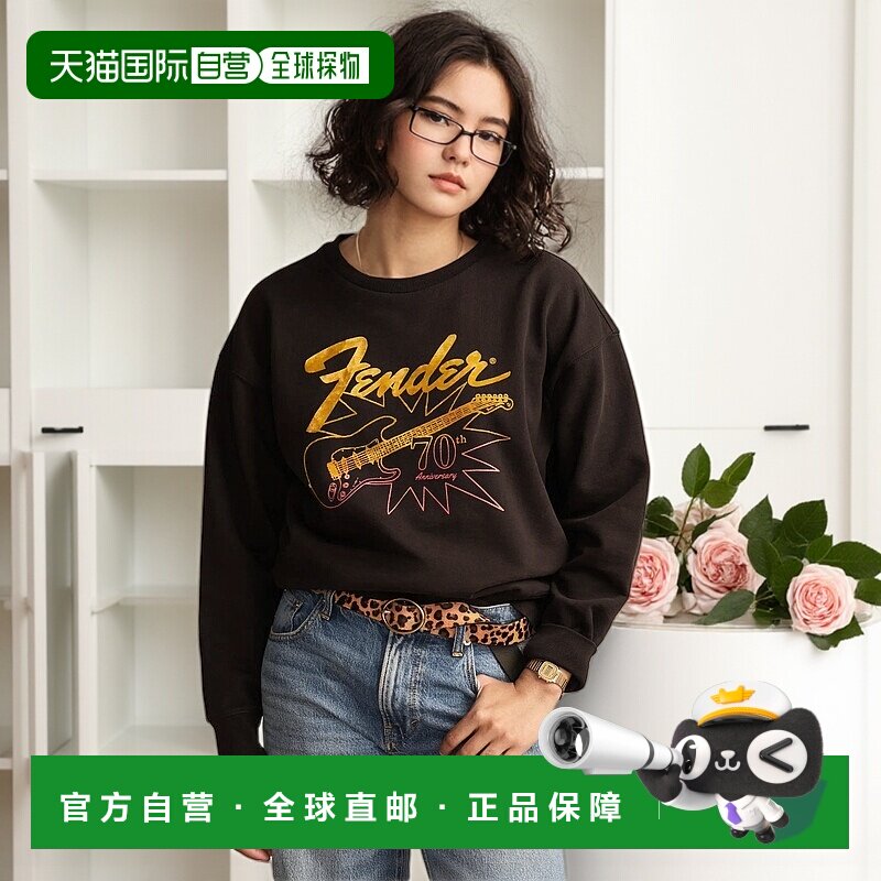 自营Lucky Brand 女士 Fender 70 周年纪念款中筒羊毛衫 - 黑色