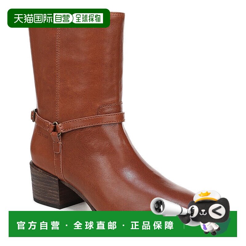 自营Franco Sarto L-Kian Leather Bootie - cognac 美国奥莱直发