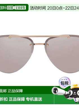 自营Versace Light Grey Silver Mirror Pilot Ladies Sunglasses