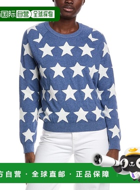 自营 minnie rose米妮玫瑰Intarsia星羊绒混纺毛衣-蓝色 美国奥莱