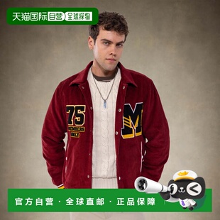 自营members onlyMen's Corduroy Varsity Jacket - red 美国奥莱