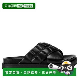 自营Aerosoles Lina Slide Sandal Black Leather LINA-LTR Wome