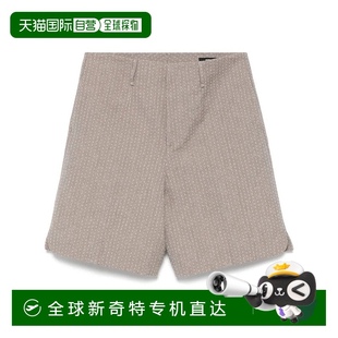 美国奥莱直发 自营 fendi定制细条纹羊毛短裤 带侧袋 棕色