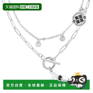 adornia抗锈镀银五彩纸屑和回形针分层字母开关项链 - silver-t