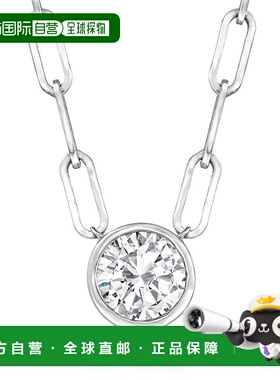 自营 14kt 白金 Ross-Simons 包边镶钻石单石回形针链环项链 - 16