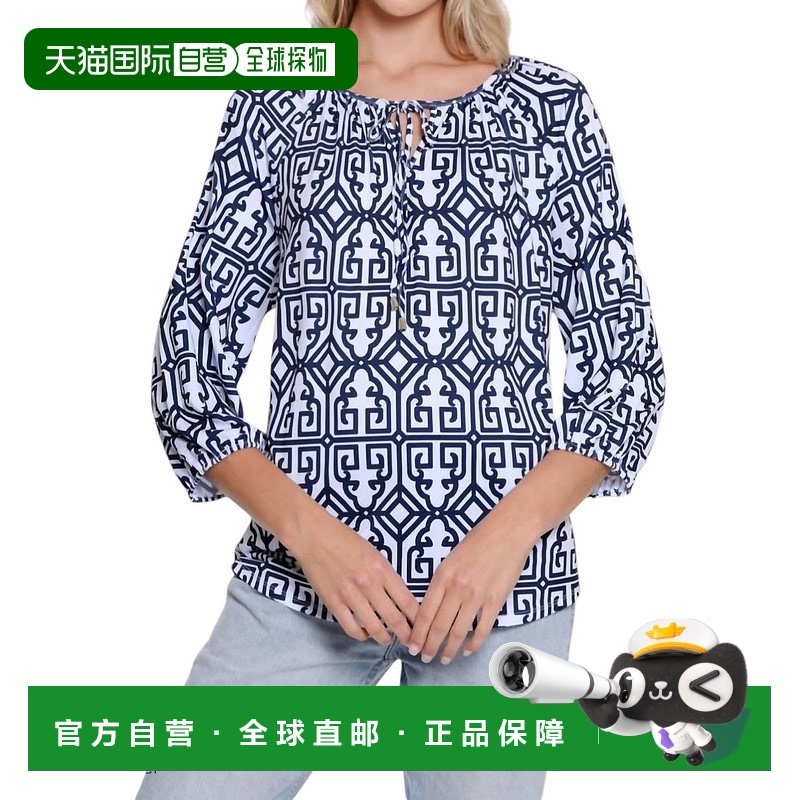 自营 multiples海军印花农民上衣-海军 美国奥莱直发新款