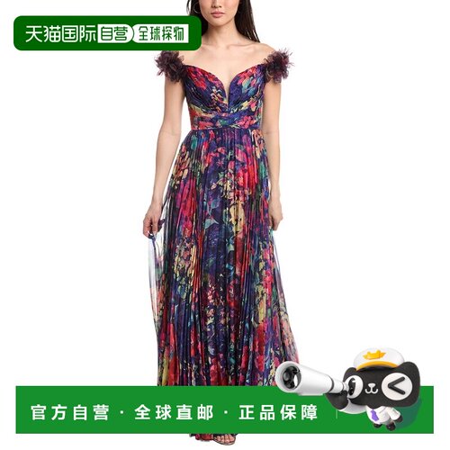 自营Marchesa Notte Off-The-Shoulder Gown - blue 美国奥莱直发