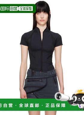 1h可退 香港直邮潮奢 hyein seo 女士 海军蓝 Slashed Zip T 恤 P