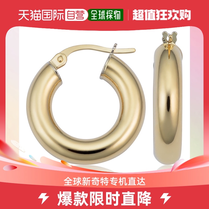 sabrina14k Gold Tube Hoop Earrings- yellow【美国奥莱】直发