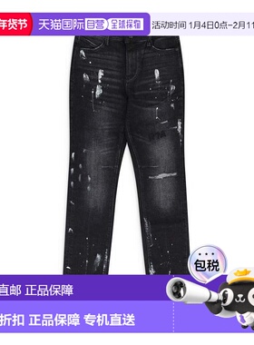 自营rtaBLACK CLAYTON DISTRESSED PAINT SKINNY JEANS - black