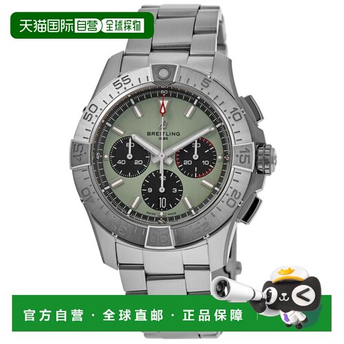 自营Breitling Avenger B01计时码表44绿色表盘不锈钢男士手表AB0