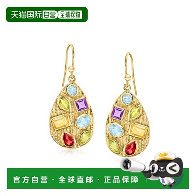 自营Ross-Simons Multi-Gemstone Teardrop Earrings in 18kt Gol