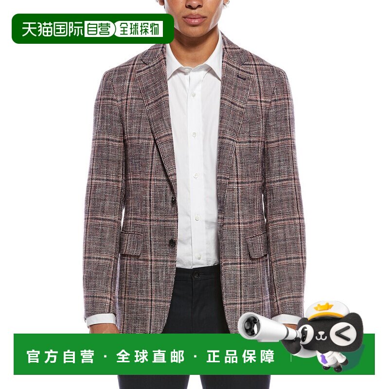 自营canali亚麻 & 羊毛槽式混纺西装外套-棕色 美国奥莱直发