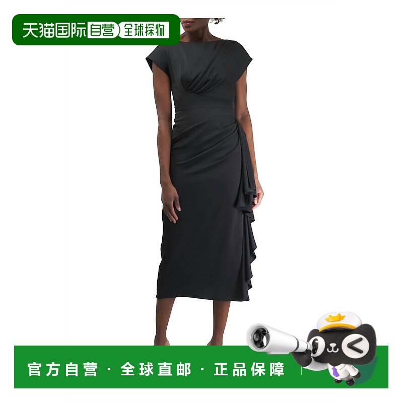 自营 lela roseSatin Florence Dress In Black - black 美国奥莱