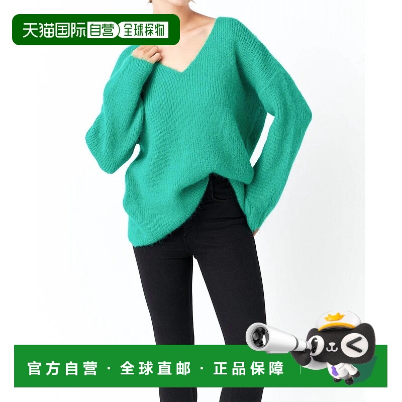 自营endless rose绿色毛皮V领毛衣 美国奥莱直发
